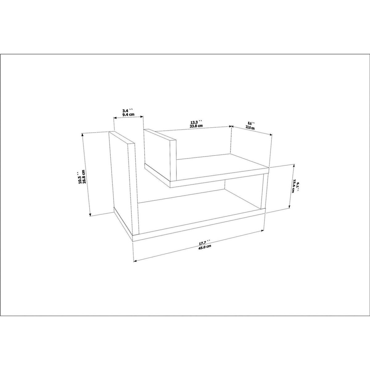 TOILINUX Table de chevet suspendue effet bois ISADORA - Marron