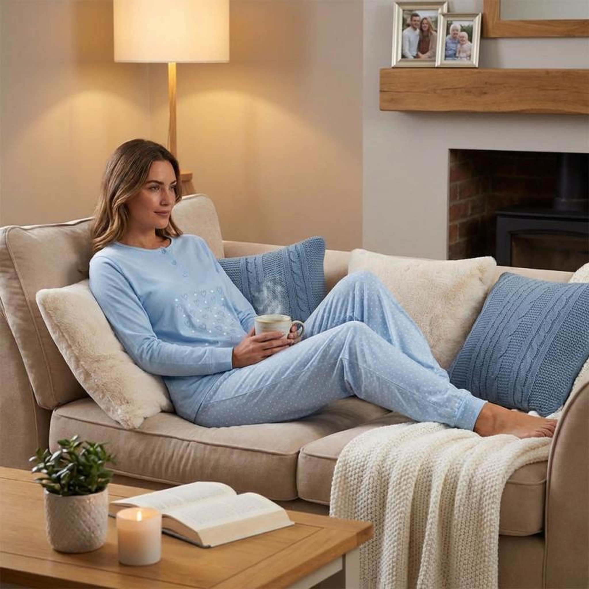 Voir la diapositive 4 : OZABI OZABI Ensemble Pyjama Long Femme Haut Manches Longues