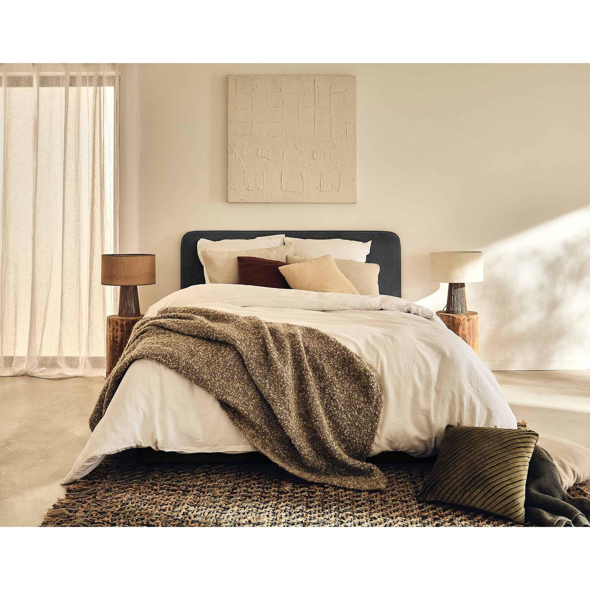 BEST MOBILIER Goyave - lit coffre - 140x190 - en tissu - sommier inclus