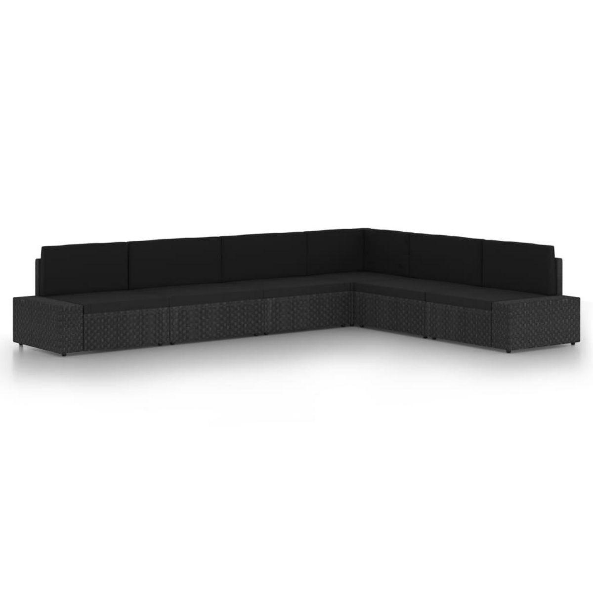 VIDAXL Salon de jardin 6 pcs avec coussins Noir Resine tressee