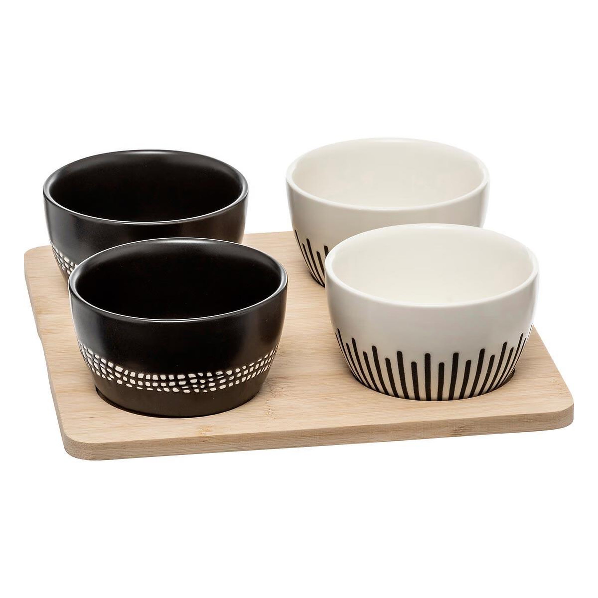 SECRET DE GOURMET Service apéritif 5 pièces  ethnique  23cm noir & blanc