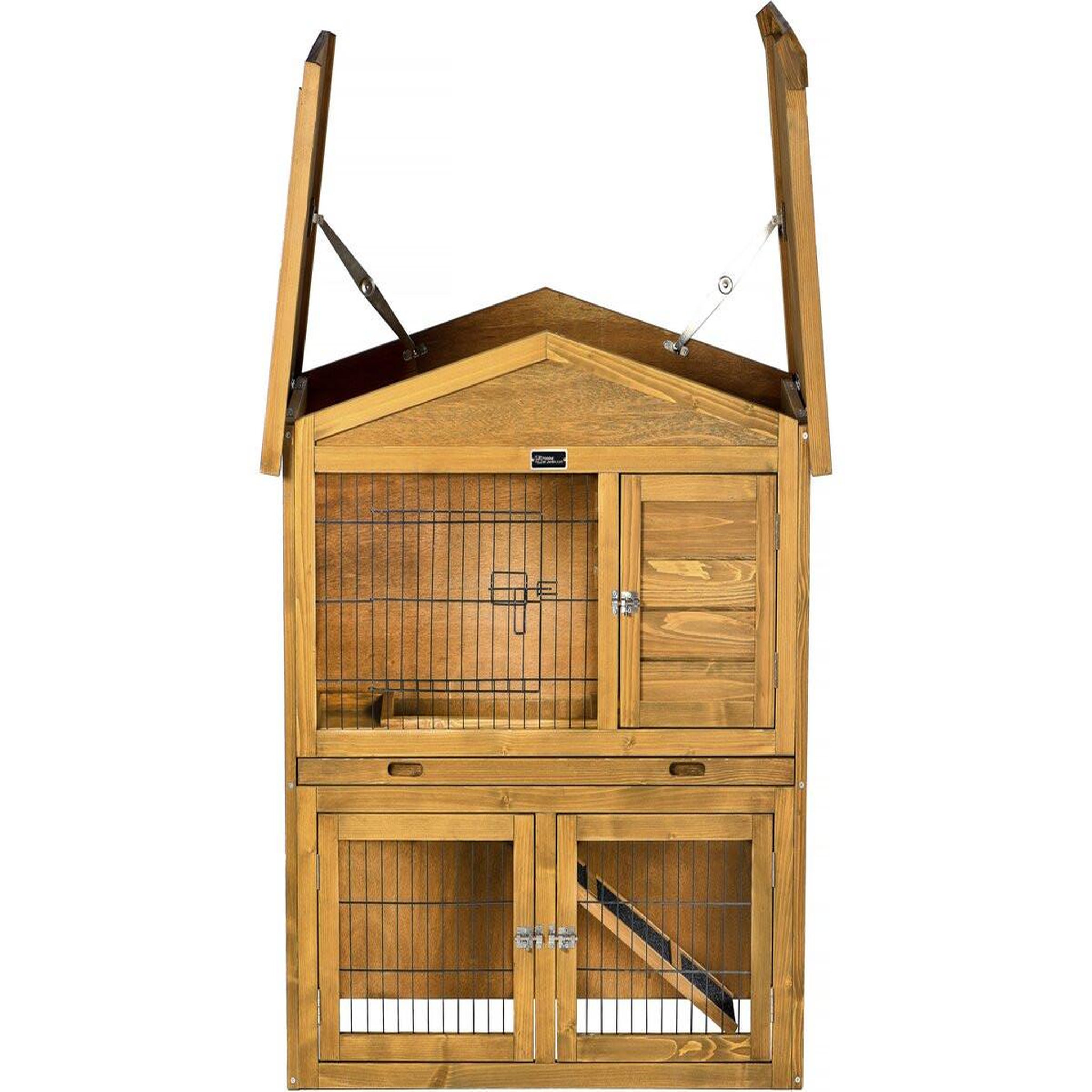 Voir la diapositive 3 : Habitat et Jardin Clapier poulailler en bois  Noisette  - 102 x 55 x 100 cm - Marron