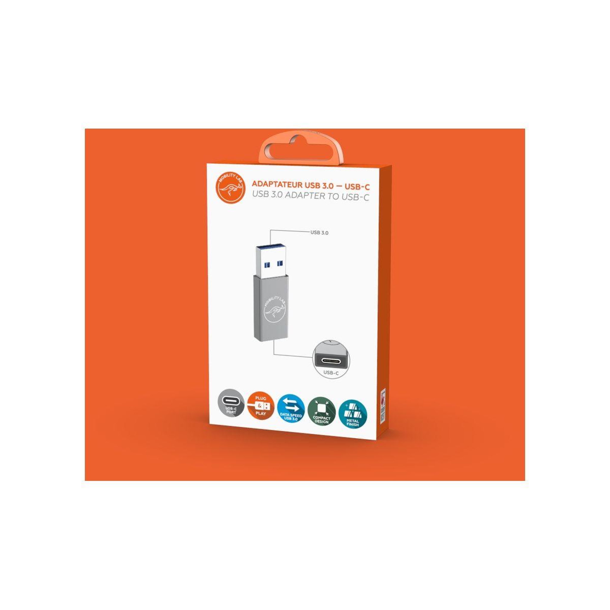 Voir la diapositive 3 : Mobility Lab Adaptateur USB A/USB C USB-C 3.0 VERS USB A OTG