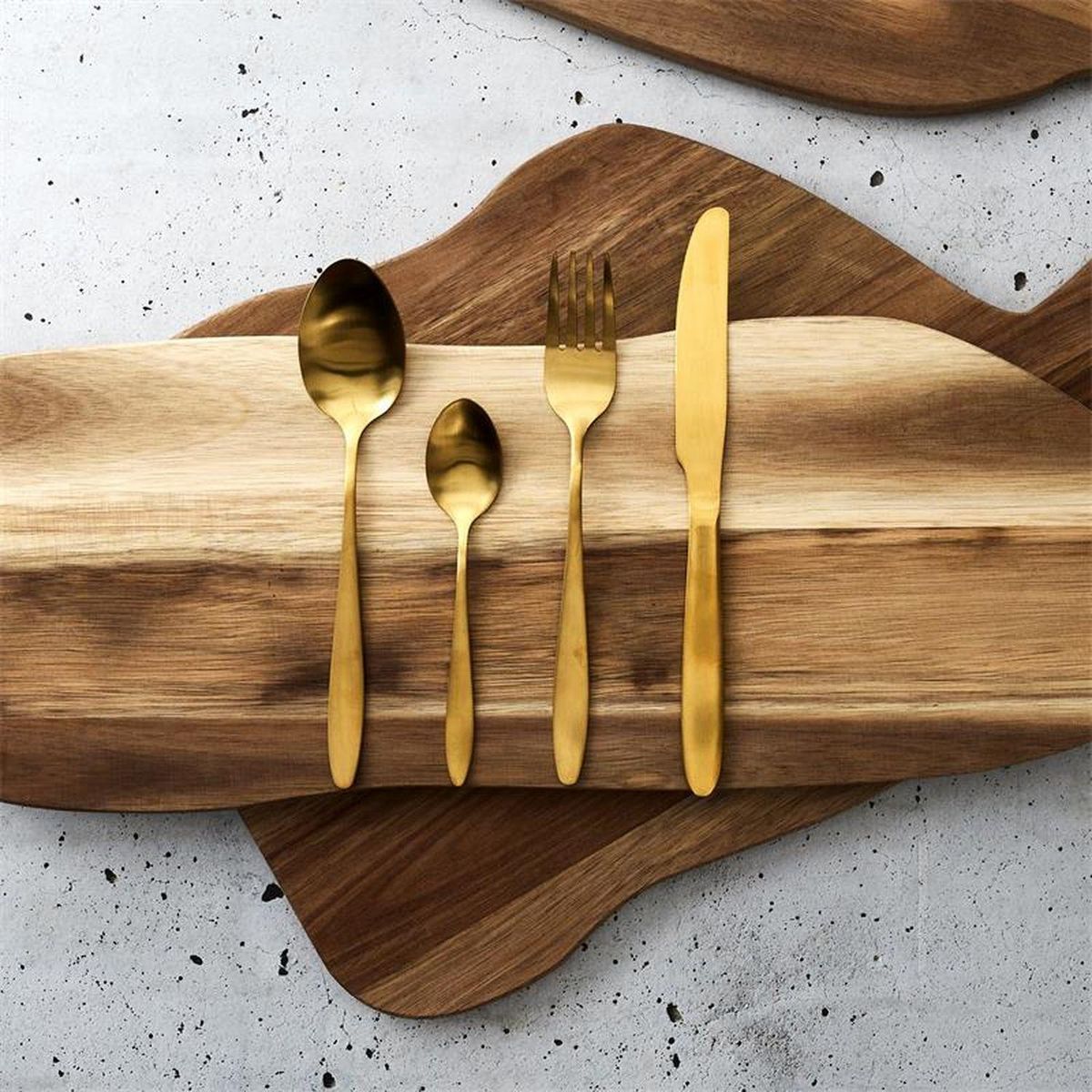 TOILINUX Lot de 3 Ménagères en Acier Inoxydable design Gold - 48 Couverts - Doré