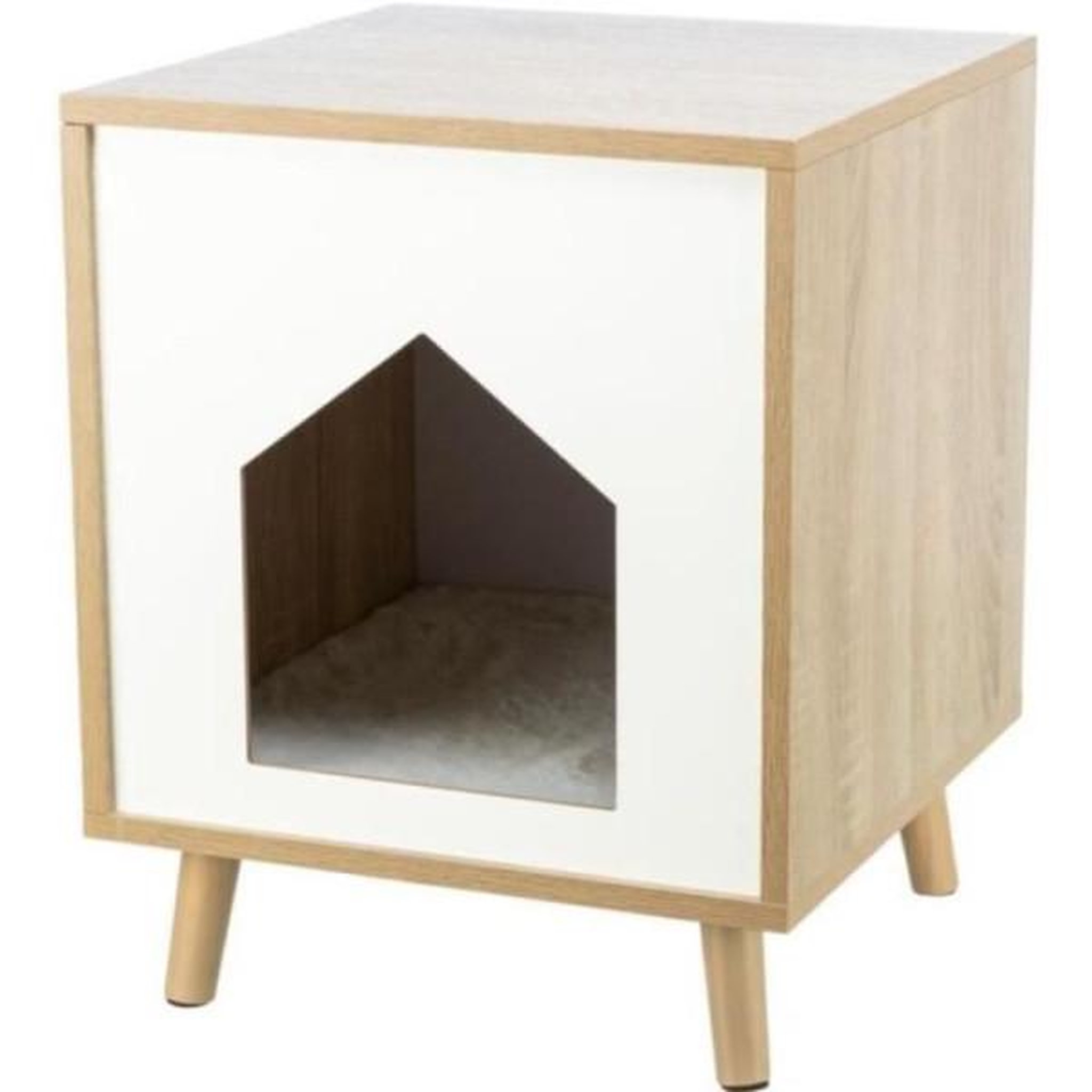 Trixie Abri - TRIXIE - Isa - Aspect bois - 40 x 50 x 40 cm - Brun clair / Blanc