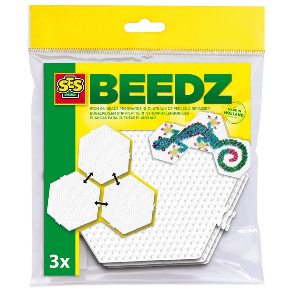 SES Creative 3 plaques connectables hexagon pour perles à repasser