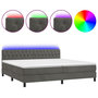 Voir la diapositive 2 : VIDAXL Sommier a lattes de lit avec matelas LED Gris fonce 200x200 cm