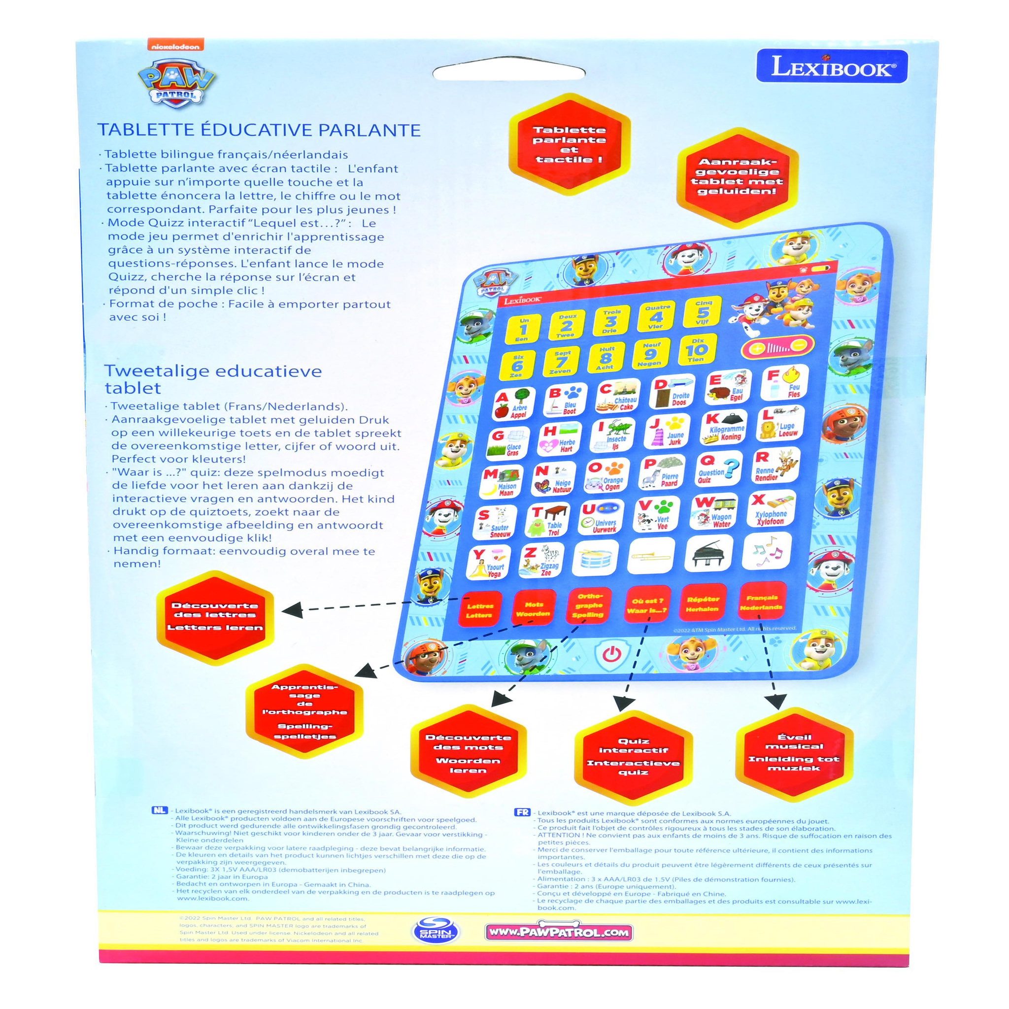 Voir la diapositive 5 : Lexibook Tablette Éducative bilingue Pat Patrouille en néerlandais et en anglais