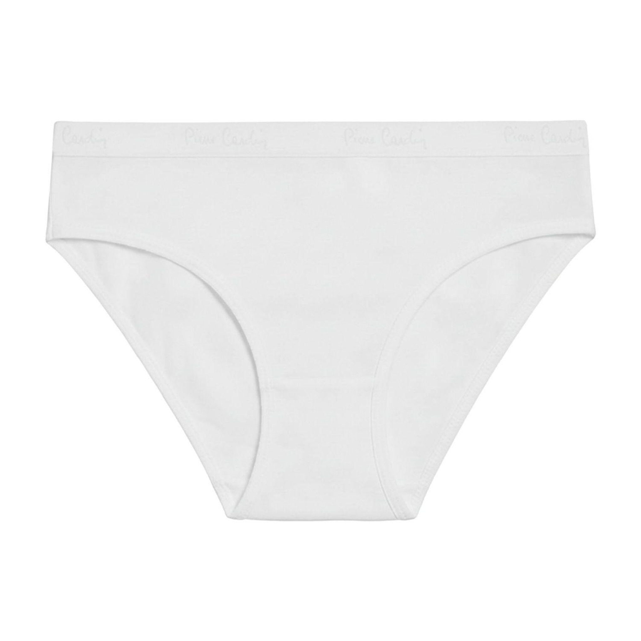 Voir la diapositive 4 : PIERRE CARDIN Lot de 3 slips femme  en coton uni et imprimé ceinture fine 2cm bwf
