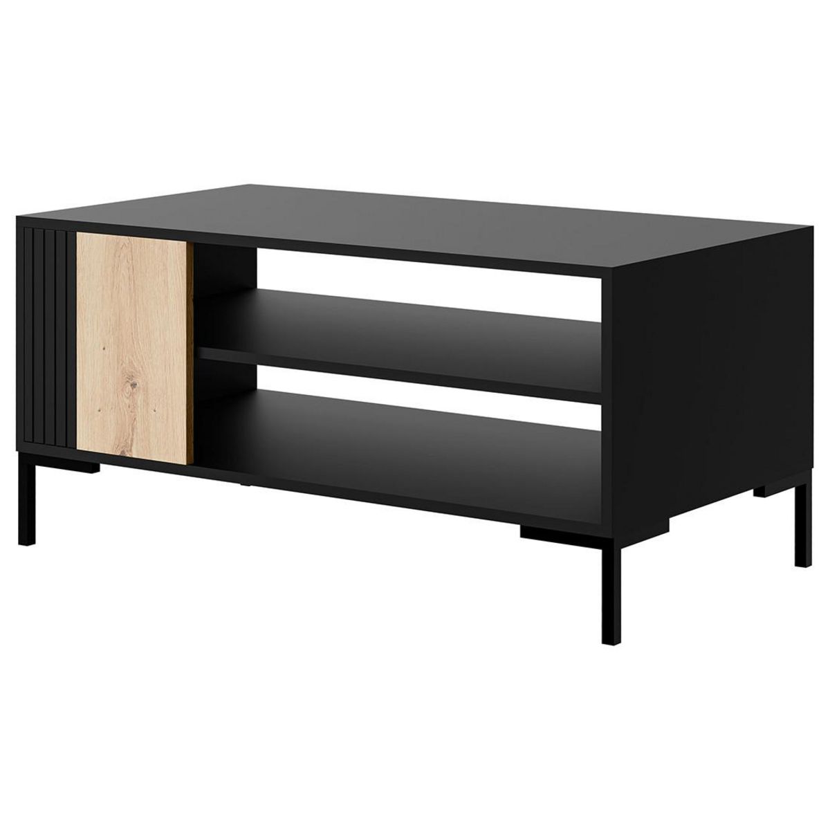 BEST MOBILIER Cambridge - table basse - effet bois et noir - 2 niches - 100 cm
