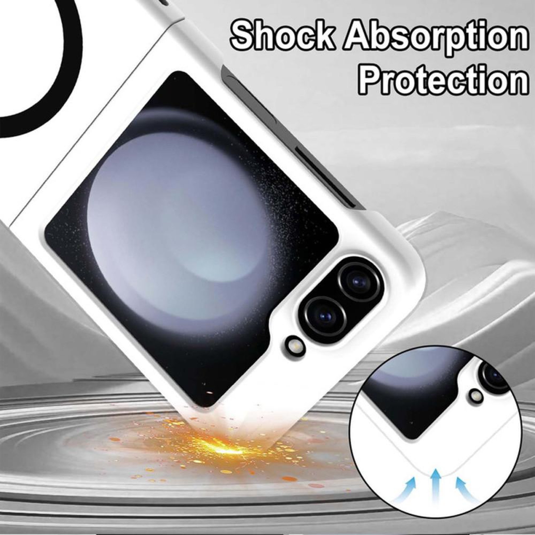 Voir la diapositive 4 : Coque de protection magnétique ultra-fine grise pour Samsung Galaxy Z Flip 5, anti-rayures, anti-traces, recharge sans fil compatible, découpe caméras arrière et boutons silicone