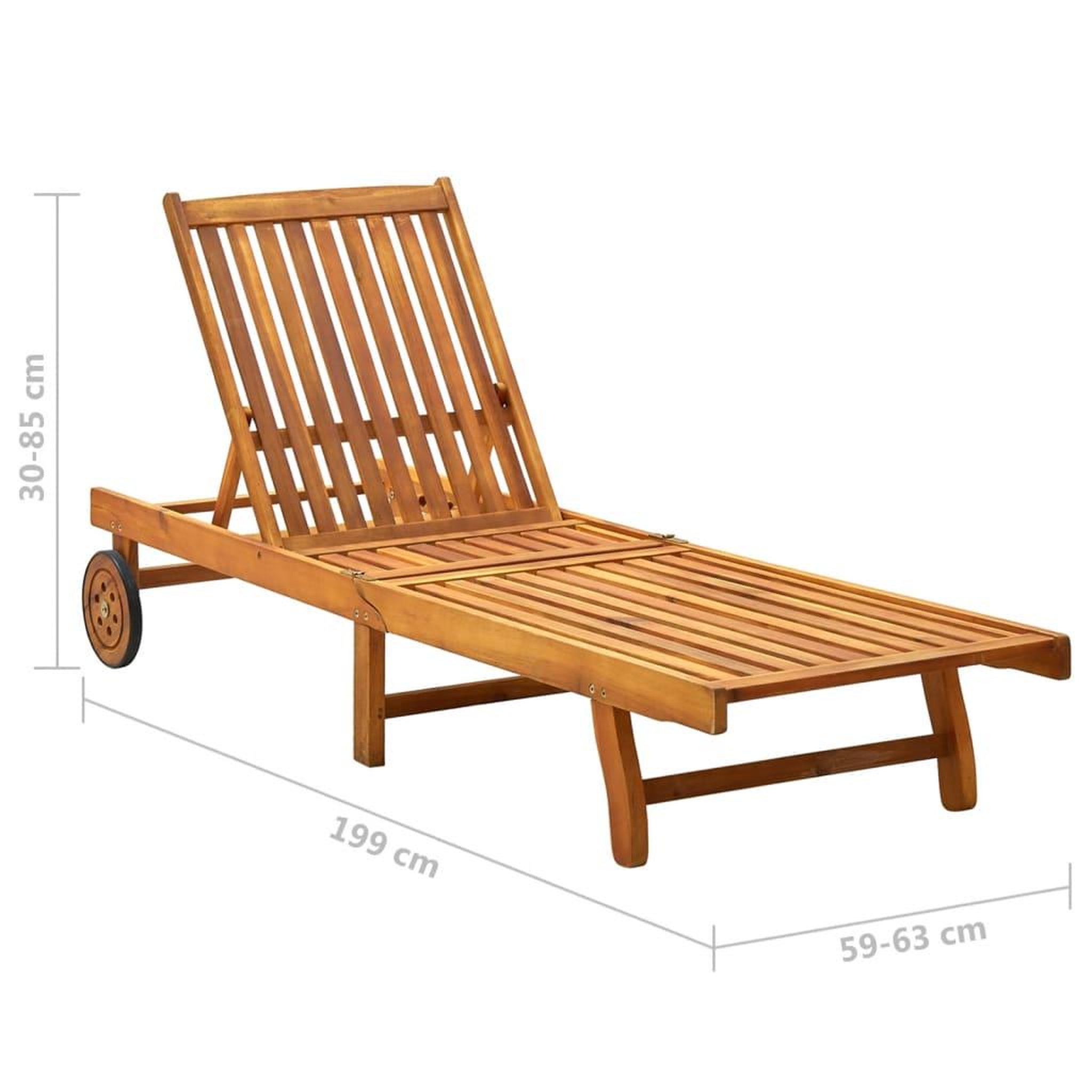 Voir la diapositive 6 : VIDAXL Chaise longue de jardin avec coussin Bois d'acacia solide