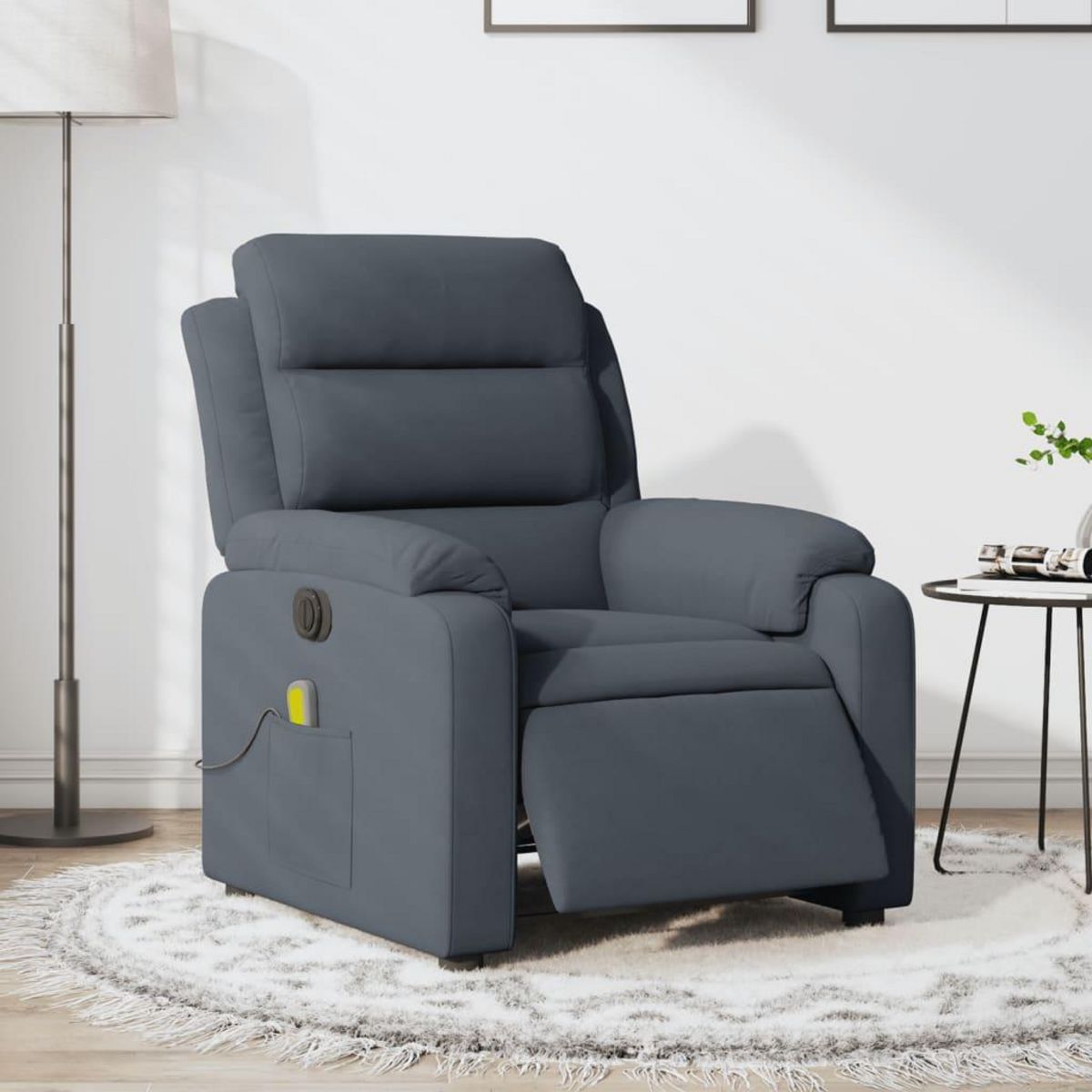 VIDAXL Fauteuil inclinable de massage electrique gris fonce velours
