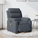 VIDAXL Fauteuil inclinable de massage electrique gris fonce velours