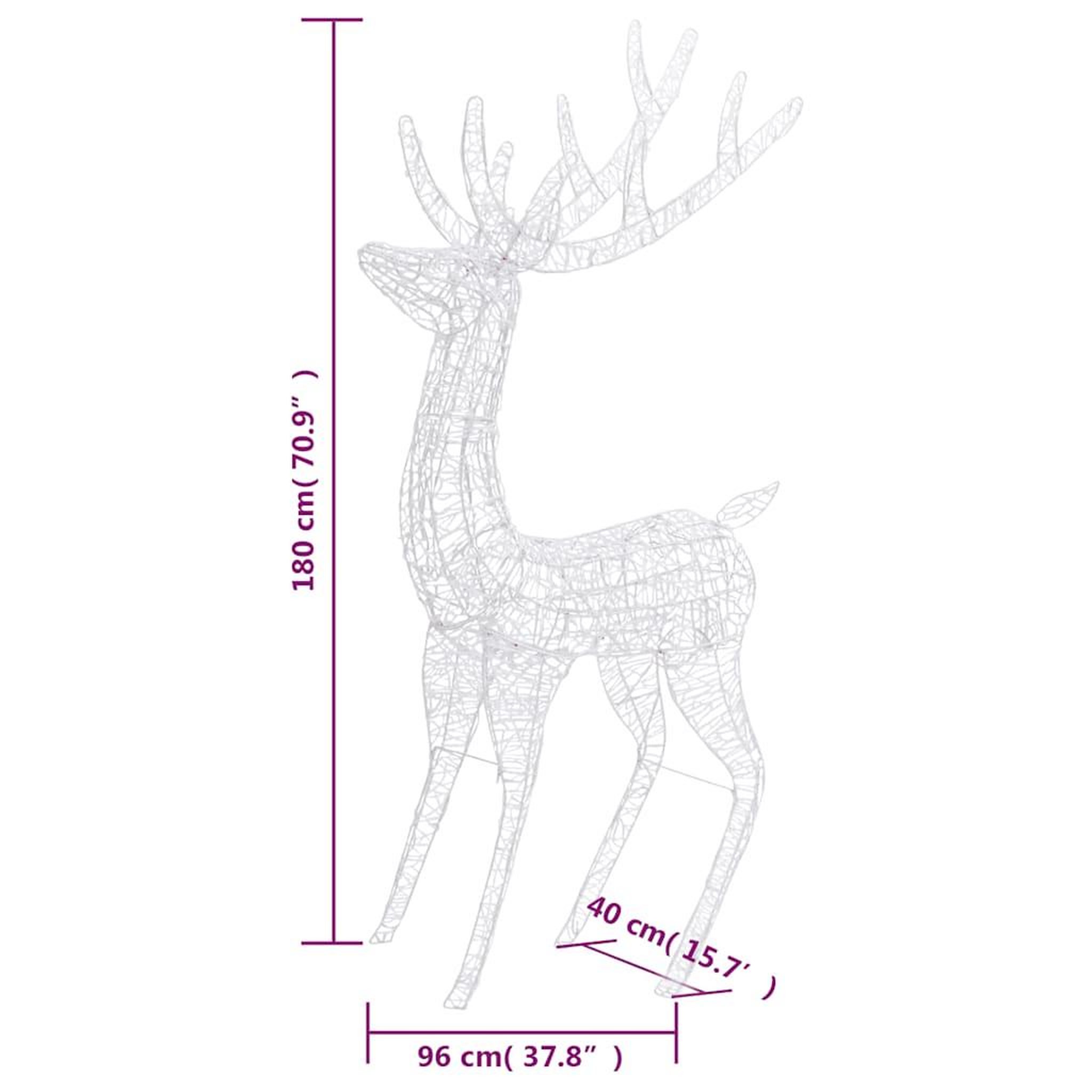Voir la diapositive 6 : VIDAXL Rennes de noël xxl acrylique 250 led 2 pcs 180 cm multicolore