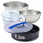 ZENKER Set pâtisserie avec moule à manqué 26 cm, 2 bols à mixer, verre mesureur et spatule Zenker