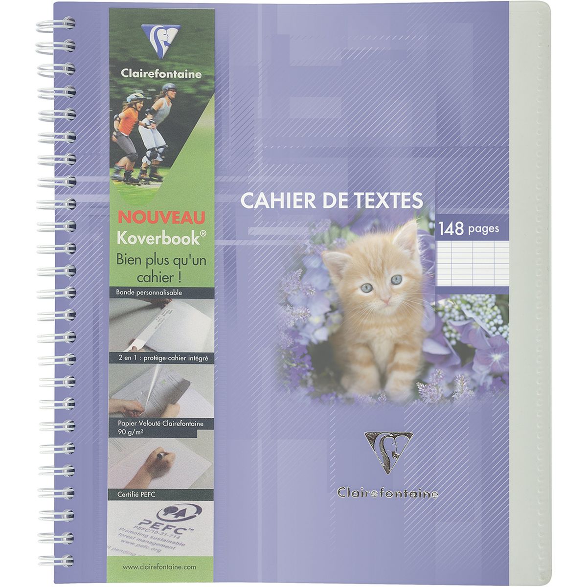 CLAIREFONTAINE Cahier de texte à spirale Koverbook 17x22cm violet