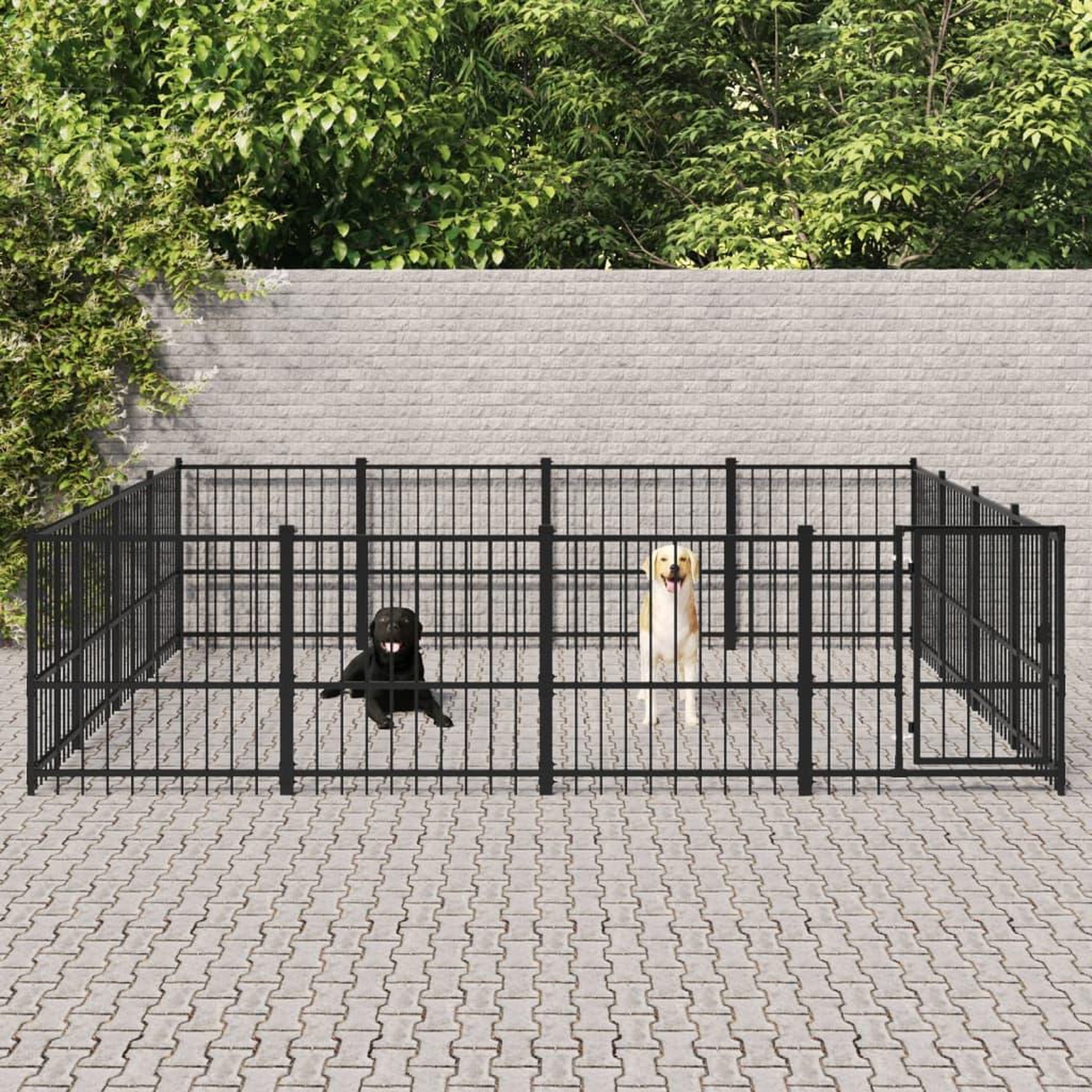 VIDAXL Chenil d'exterieur pour chiens Acier 15,05 m²