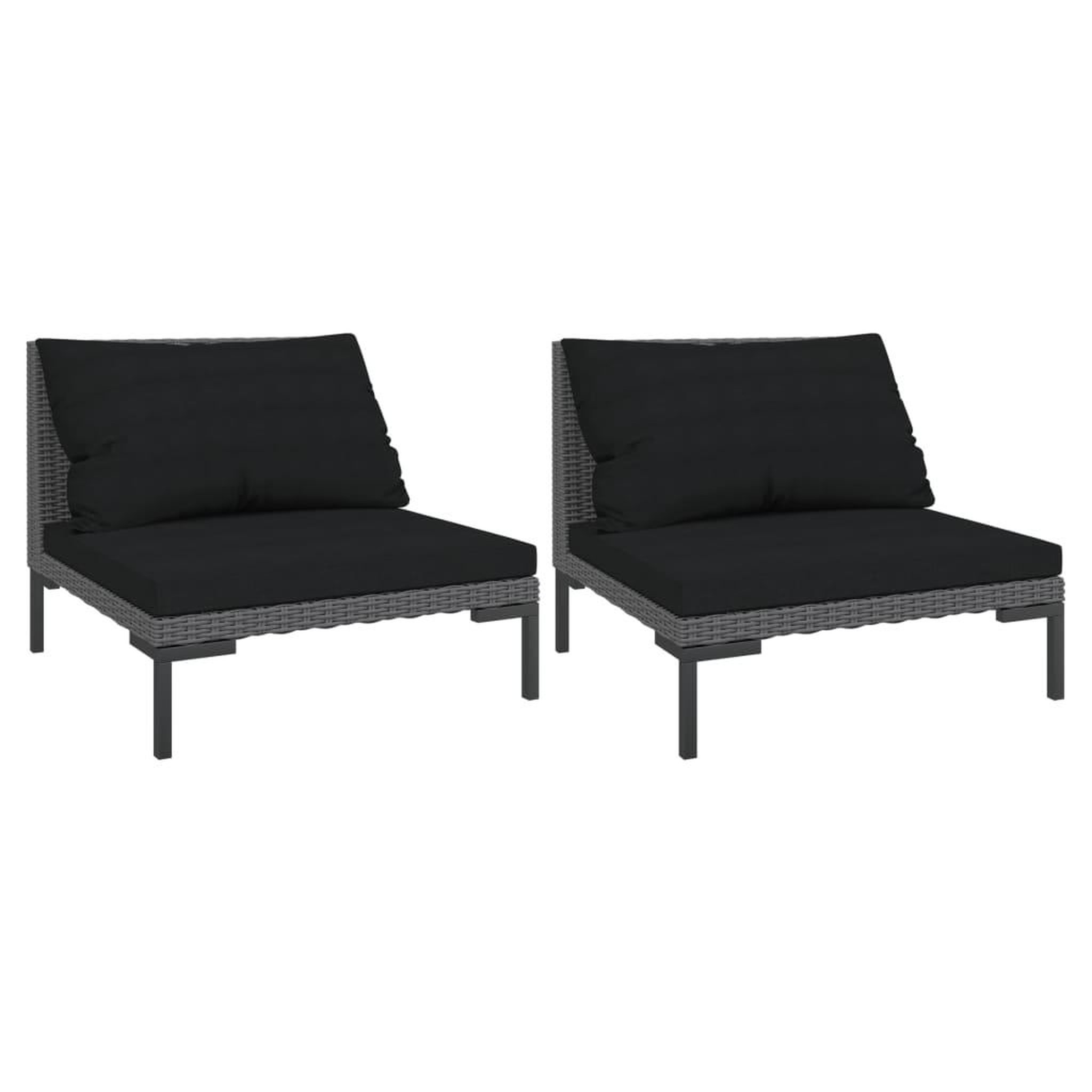 Voir la diapositive 2 : VIDAXL Canapes de jardin 2 pcs avec coussins Resine tressee demi-ronde