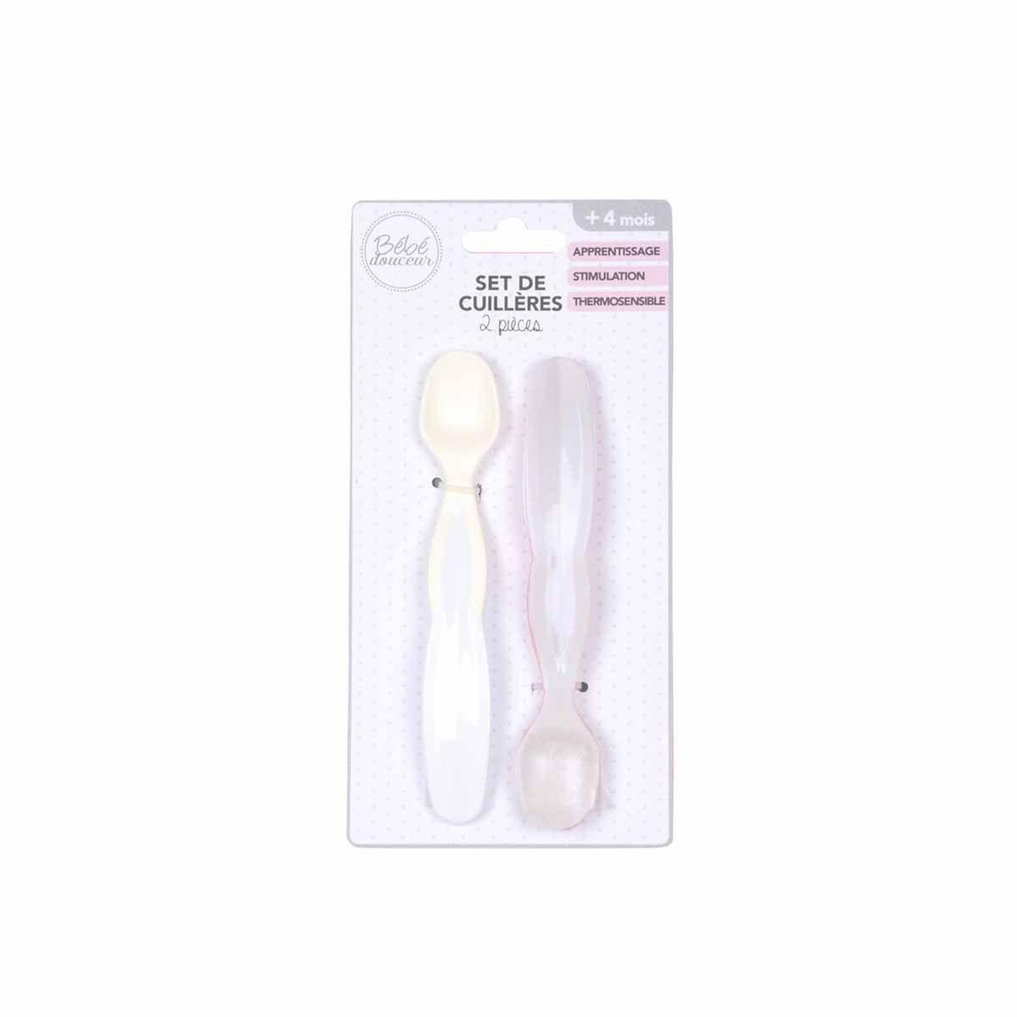 Voir la diapositive 3 : HOMEA Set de 2 cuillères bébé  thermosensible  14cm blanc