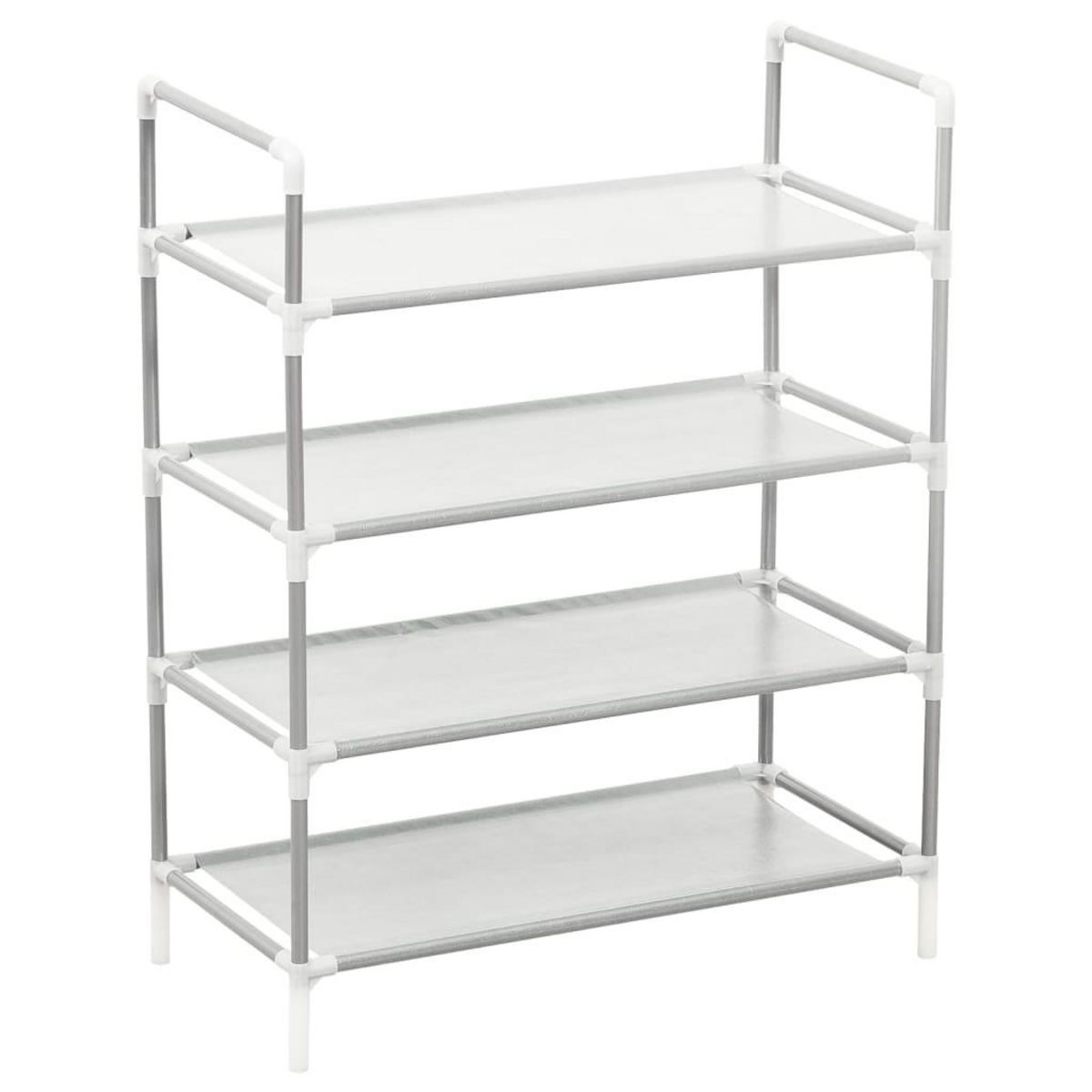 VIDAXL Etagere a chaussures 4 etageres Metal et tissu intisse Argente