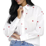 JACQUELINE DE YONG Chemise he Brodés Cœur Rouge Femme  JDY Nelly. Coloris disponibles : Blanc