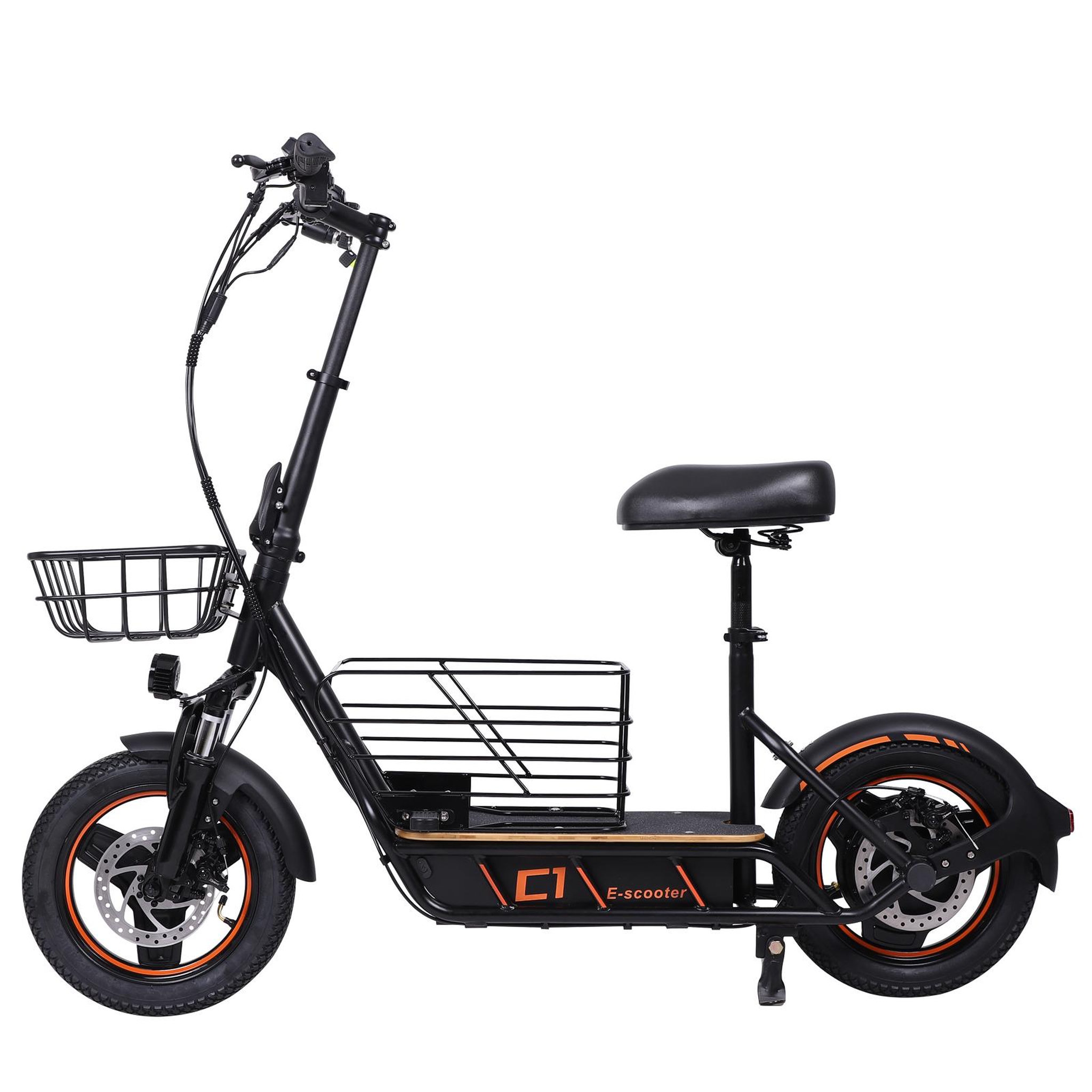 FREEBOY Trottinette électrique freeboy h14 avec siège et panier, autonomie de 35 km, pneus de 14 pouces