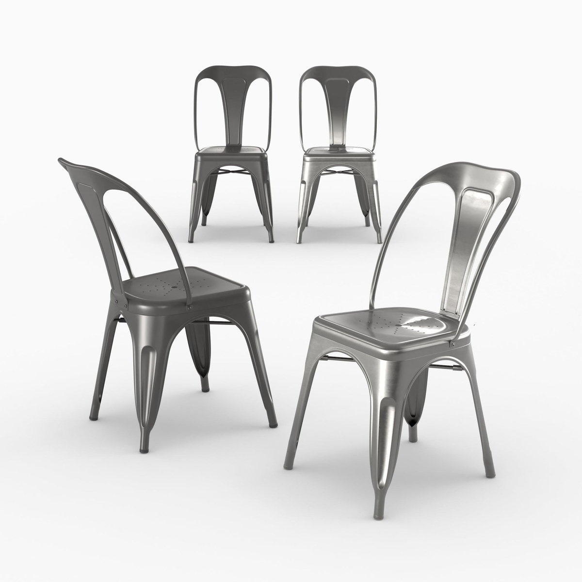 MAISON PAVANE Pack 4 chaises industrielles en métal gris-Indus