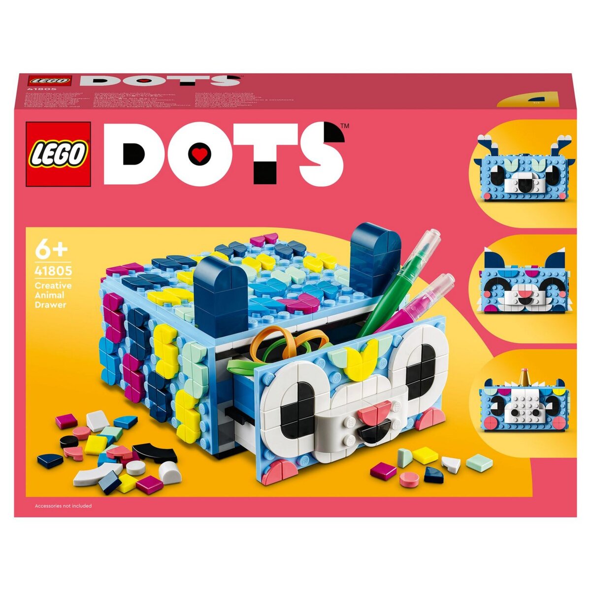 LEGO DOTS 41805 Le tiroir animal créatif, Kit de Mosaïque avec Briques,  Boîte de Rangement pour Bijoux, Vide-Poches, Loisir Créatif pas cher 