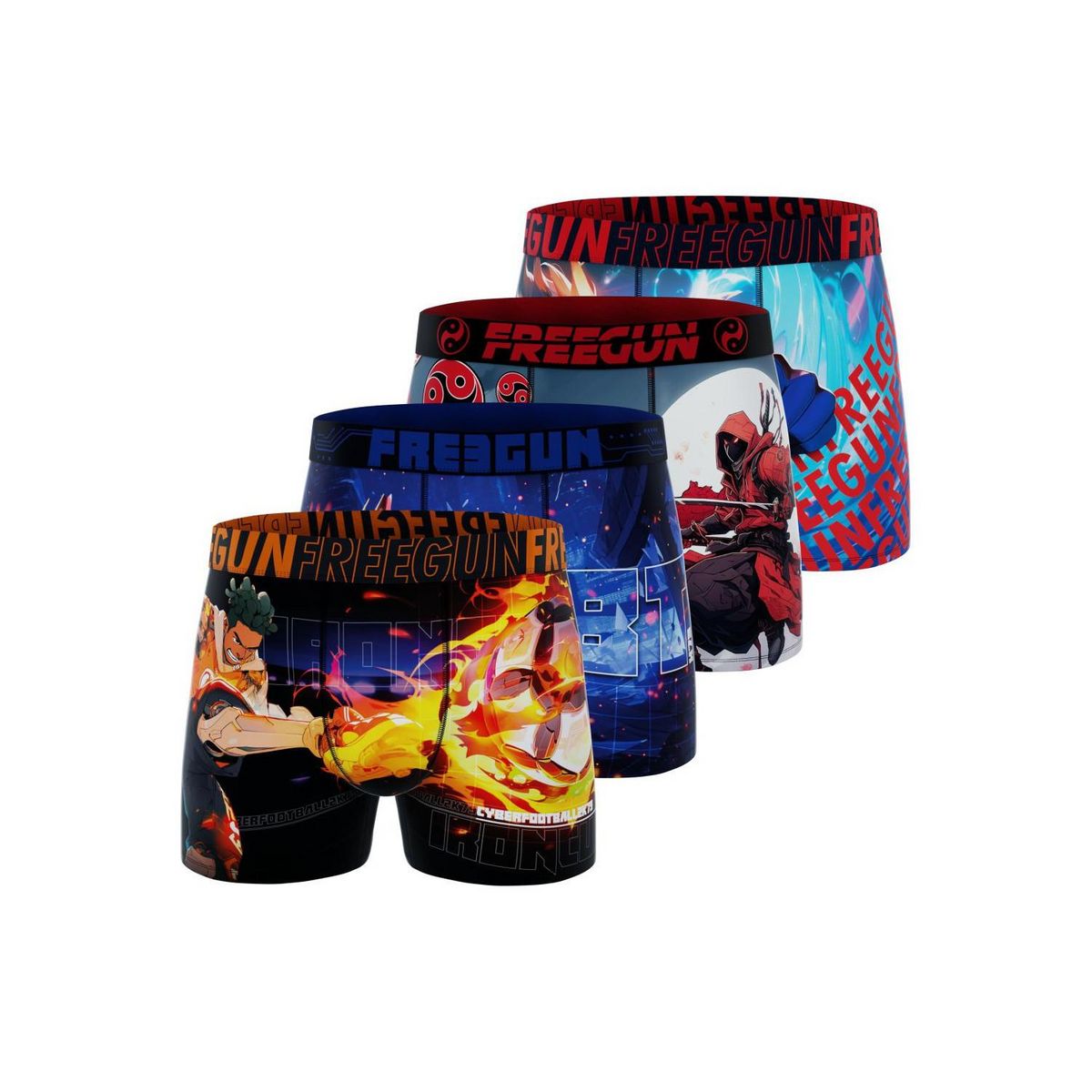 FREEGUN Lot de 4 boxers homme Heroes Power