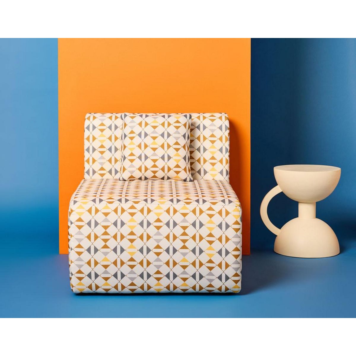 LISA DESIGN Ikare - module d'assise sans accoudoirs motif graphique en tissu