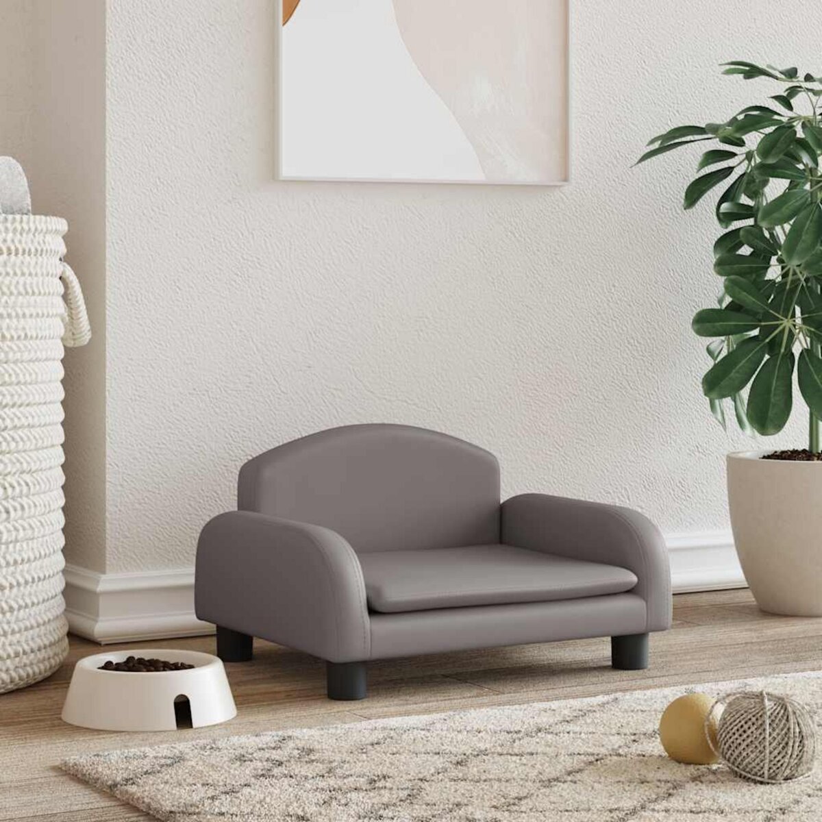 VIDAXL Lit pour chien gris 50x40x30 cm similicuir