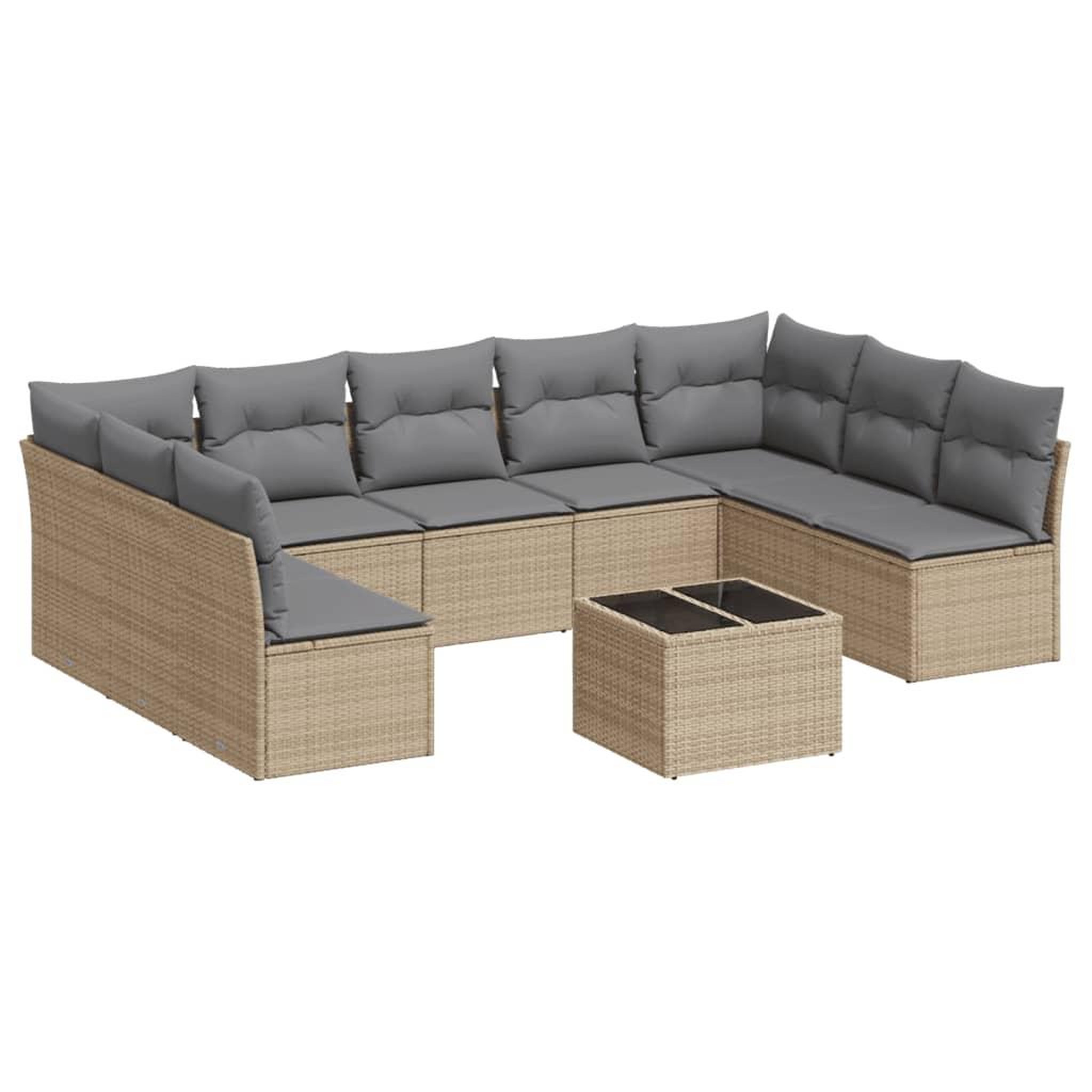 Voir la diapositive 2 : VIDAXL Salon de jardin avec coussins 10 pcs beige resine tressee