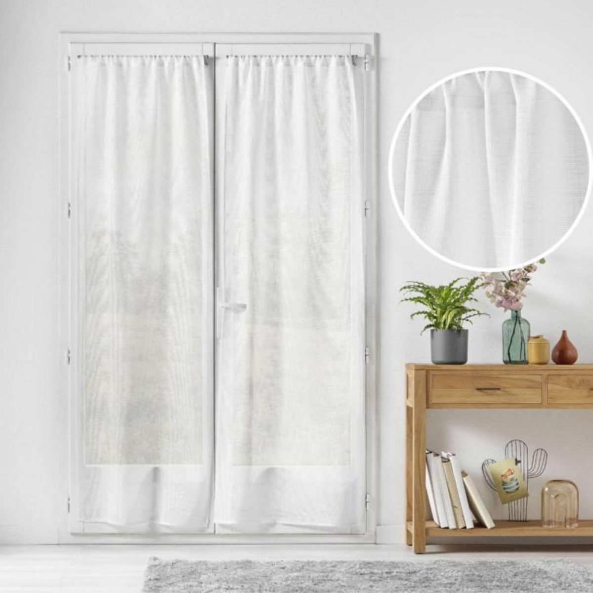 Paris Prix Paire de Voilages Passe-Tringle  Haltona  70x240cm Blanc