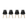 Voir la diapositive 1 : SWEEEK Lot de 4 chaises scandinaves. pieds bois de hêtre. chaise 1 place. noirs