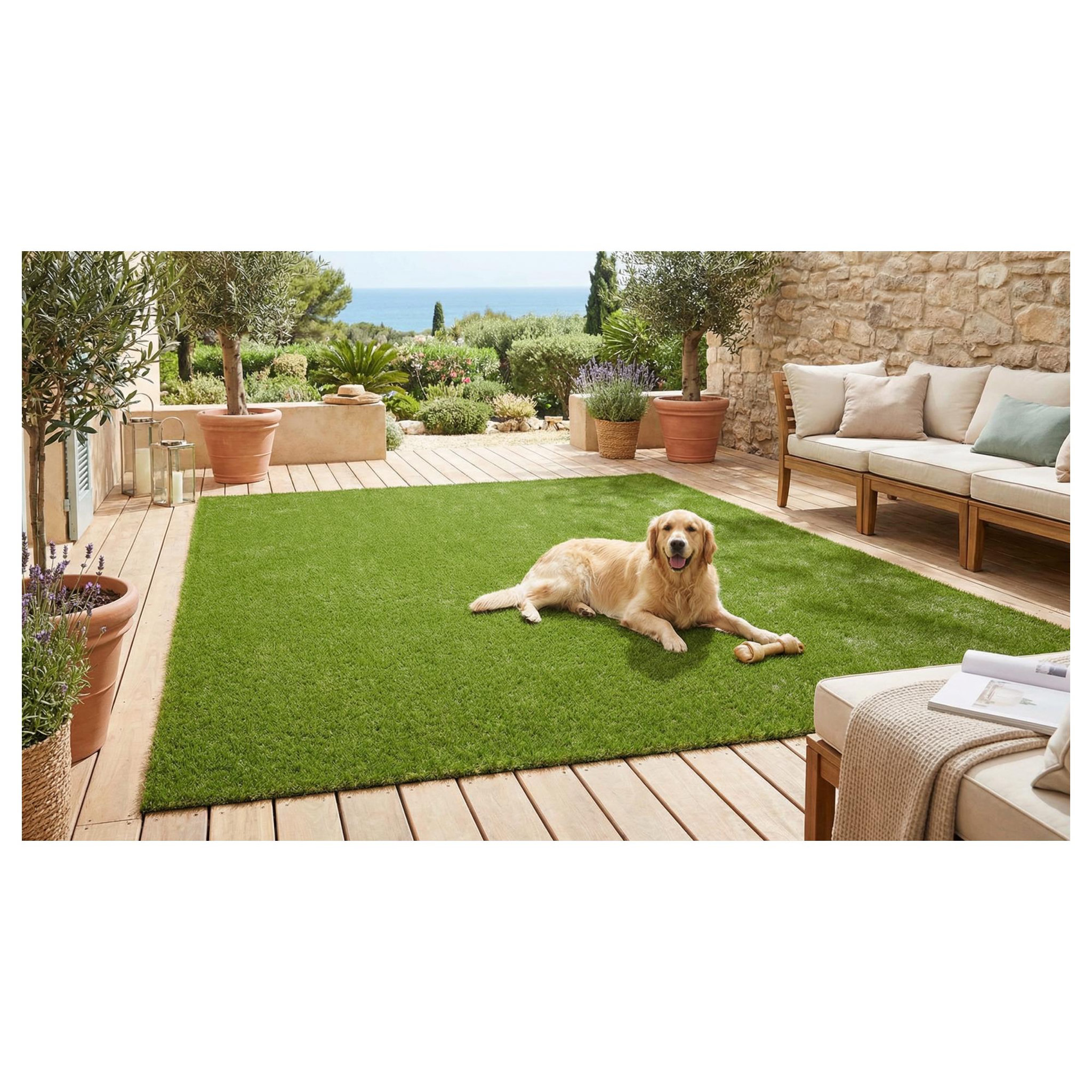 Voir la diapositive 2 : FIFTYGRASS Gazon synthétique Irus - 35 mm - Bobinot de 1m*5m - Jardin / Terasse / Balcon