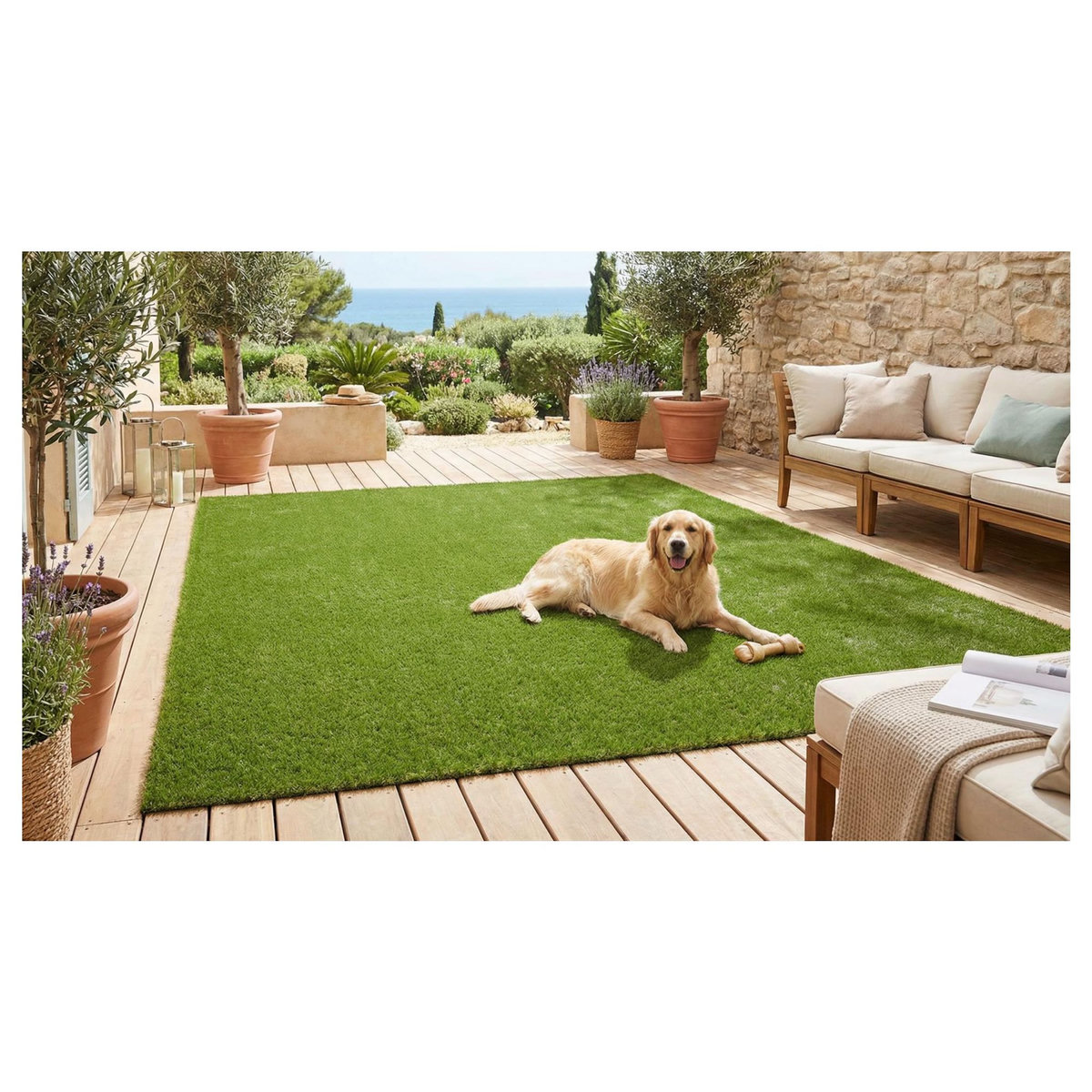 FIFTYGRASS Gazon synthétique Irus - 35 mm - Bobinot de 1m*5m - Jardin / Terasse / Balcon