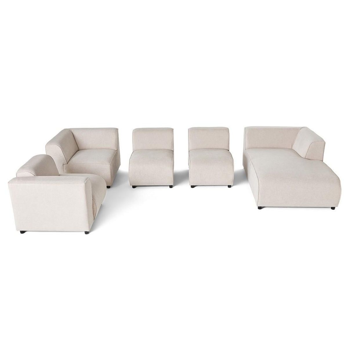 LISA DESIGN Suaro - canapé modulable panoramique d'angle gauche 7 places en tissu texturé