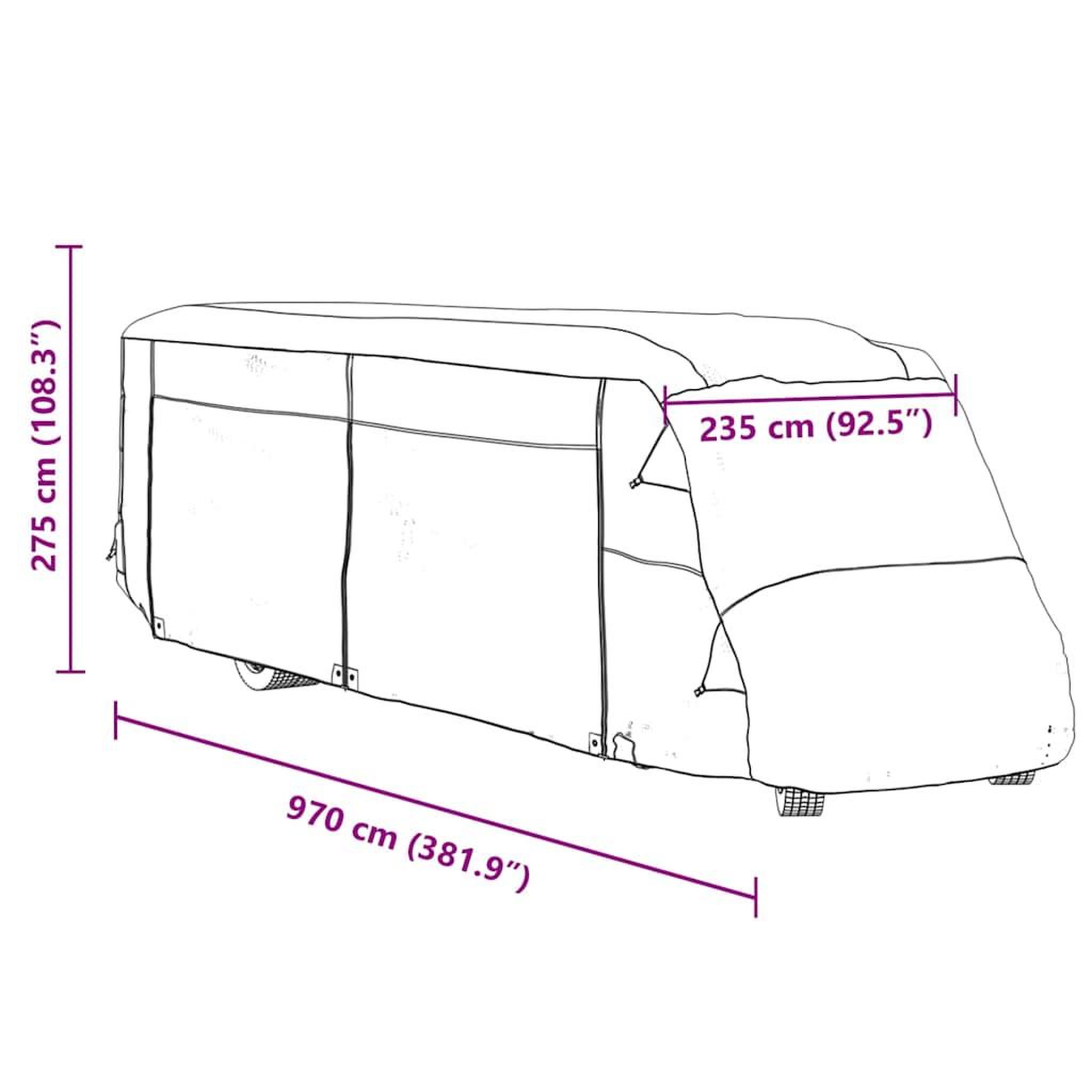 Voir la diapositive 6 : VIDAXL Housse de camping-car gris 970x235x275 cm tissu non tisse