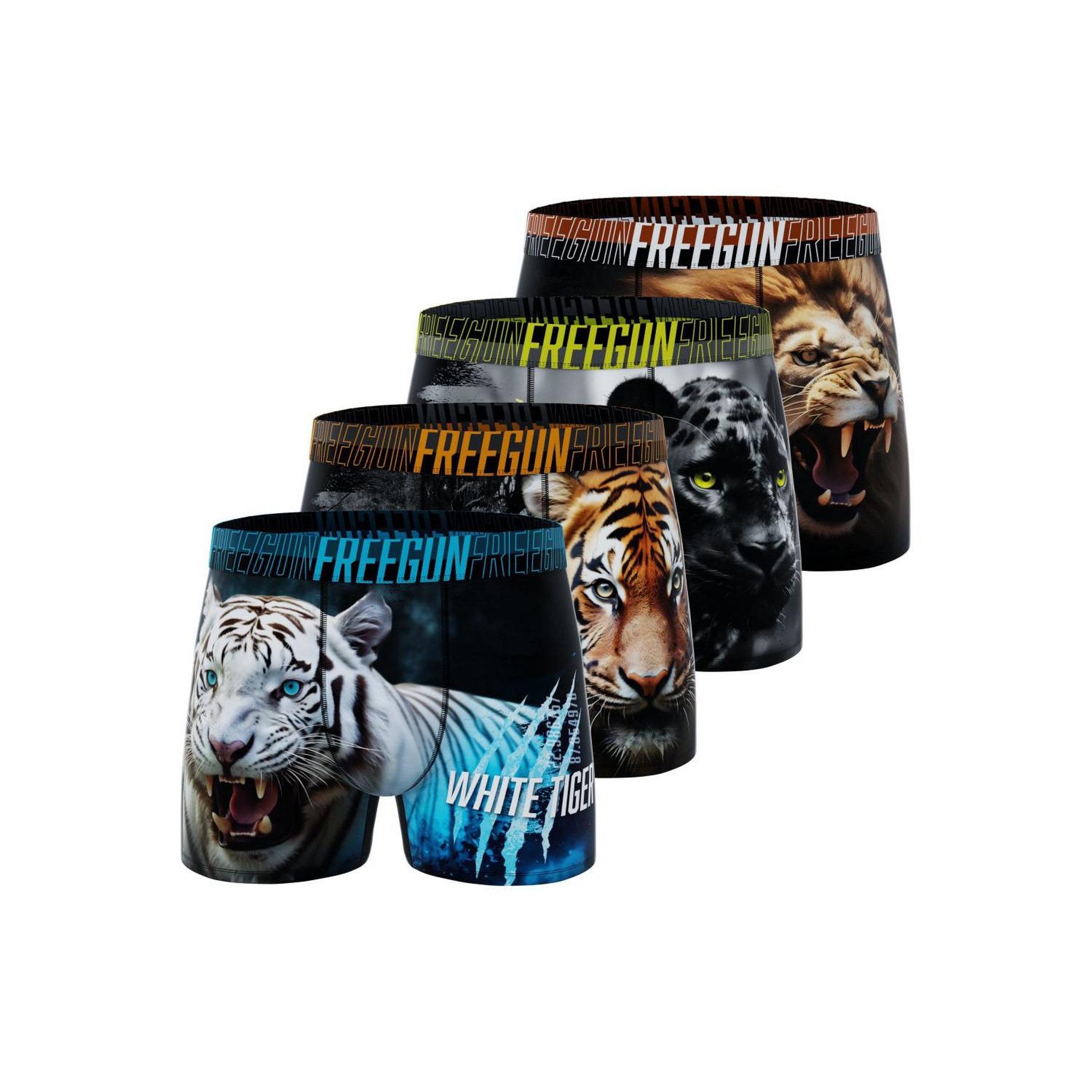 Voir la diapositive 1 : FREEGUN Lot de 4 boxers enfant Wild
