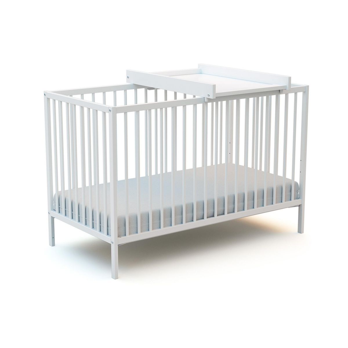 WEBABY Lit bébé 60 x 120 cm avec plan à langer - Blanc