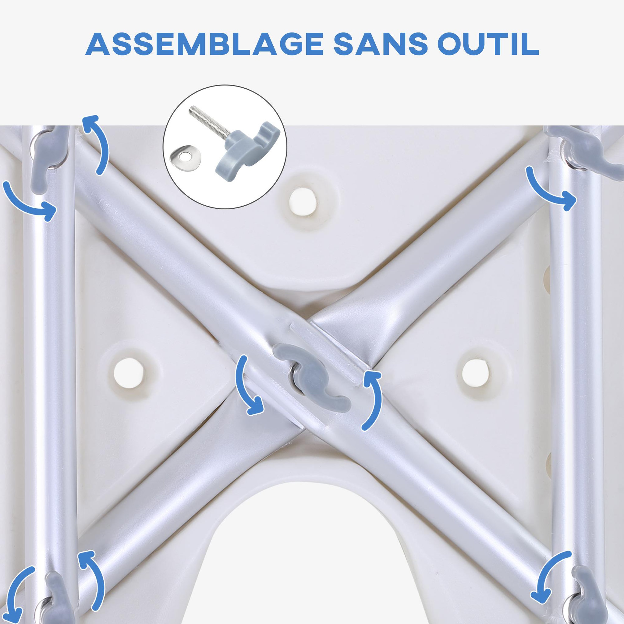 Voir la diapositive 5 : HOMCOM Chaise de douche siège de douche ergonomique hauteur assise réglable pieds antidérapants charge max. 136 kg alu hdpe blanc