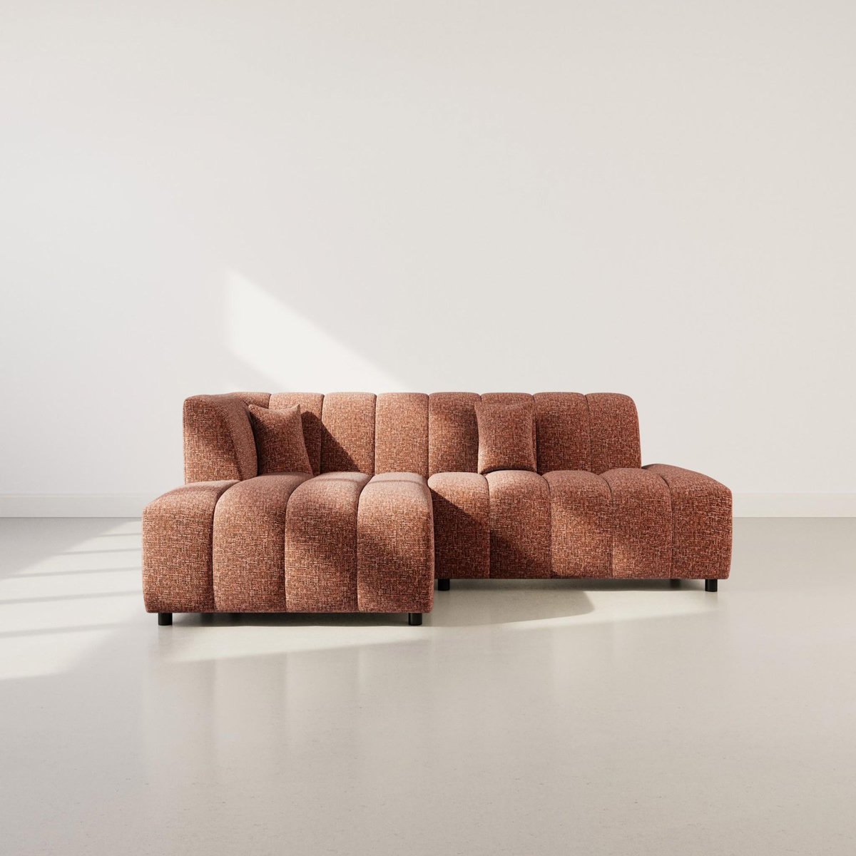 LISA DESIGN Curtis - canapé d'angle gauche 4 places sans accoudoir en tissu texturé