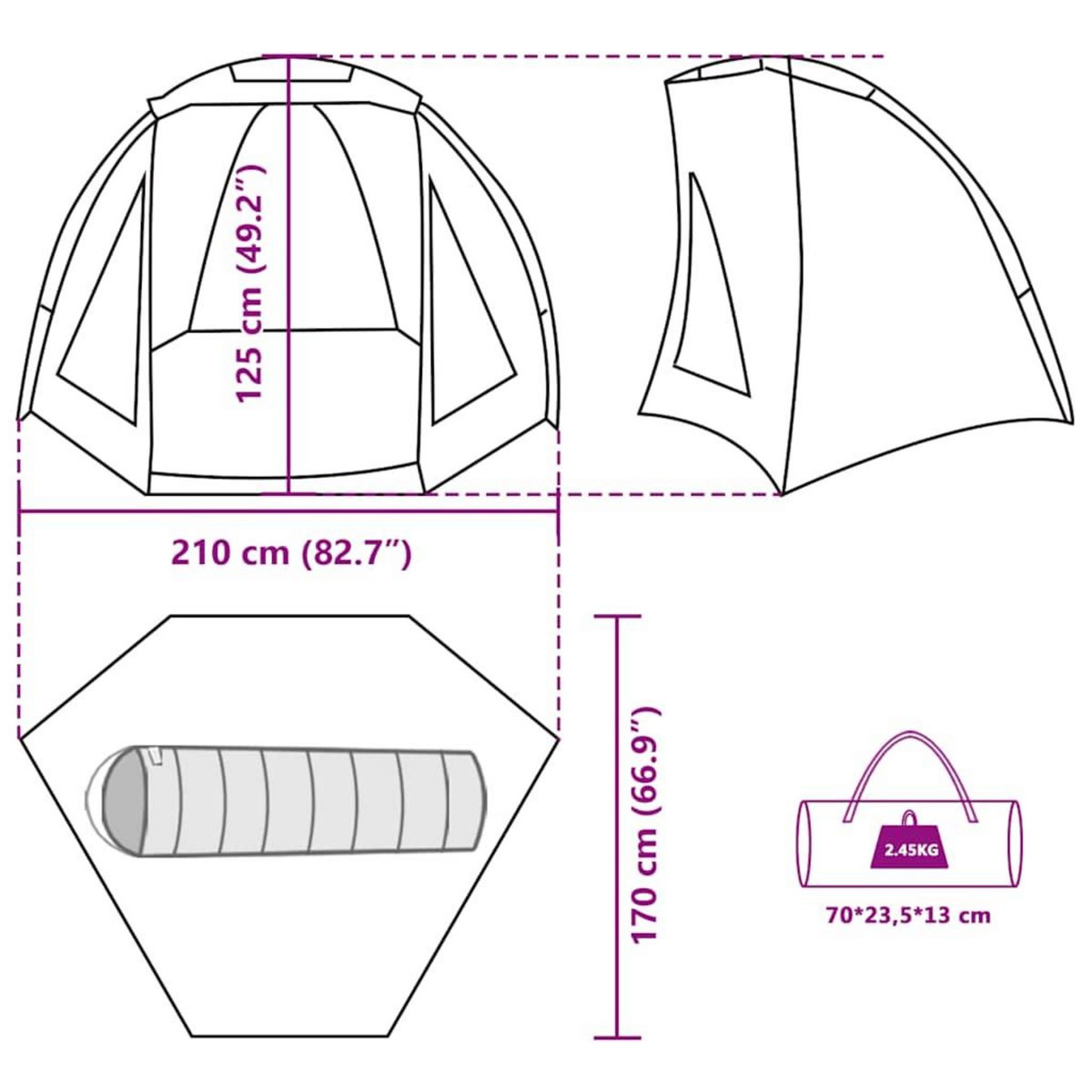 VIDAXL Tente de peche marron impermeable