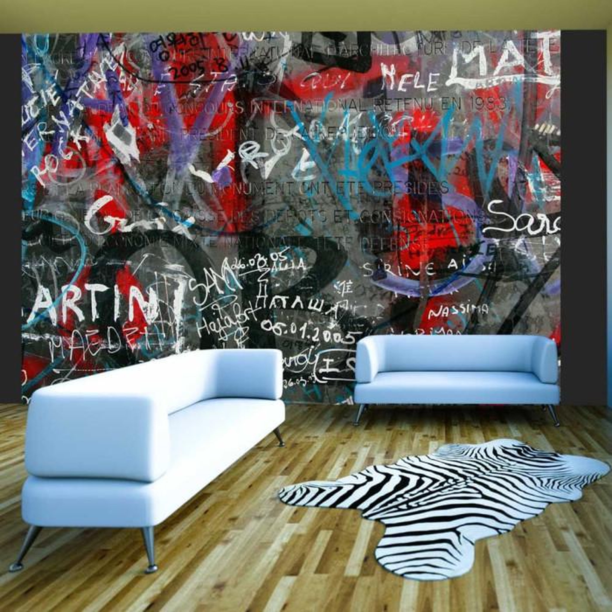 Paris Prix Papier Peint  Urban Graffiti. Coloris disponibles : Multicolore