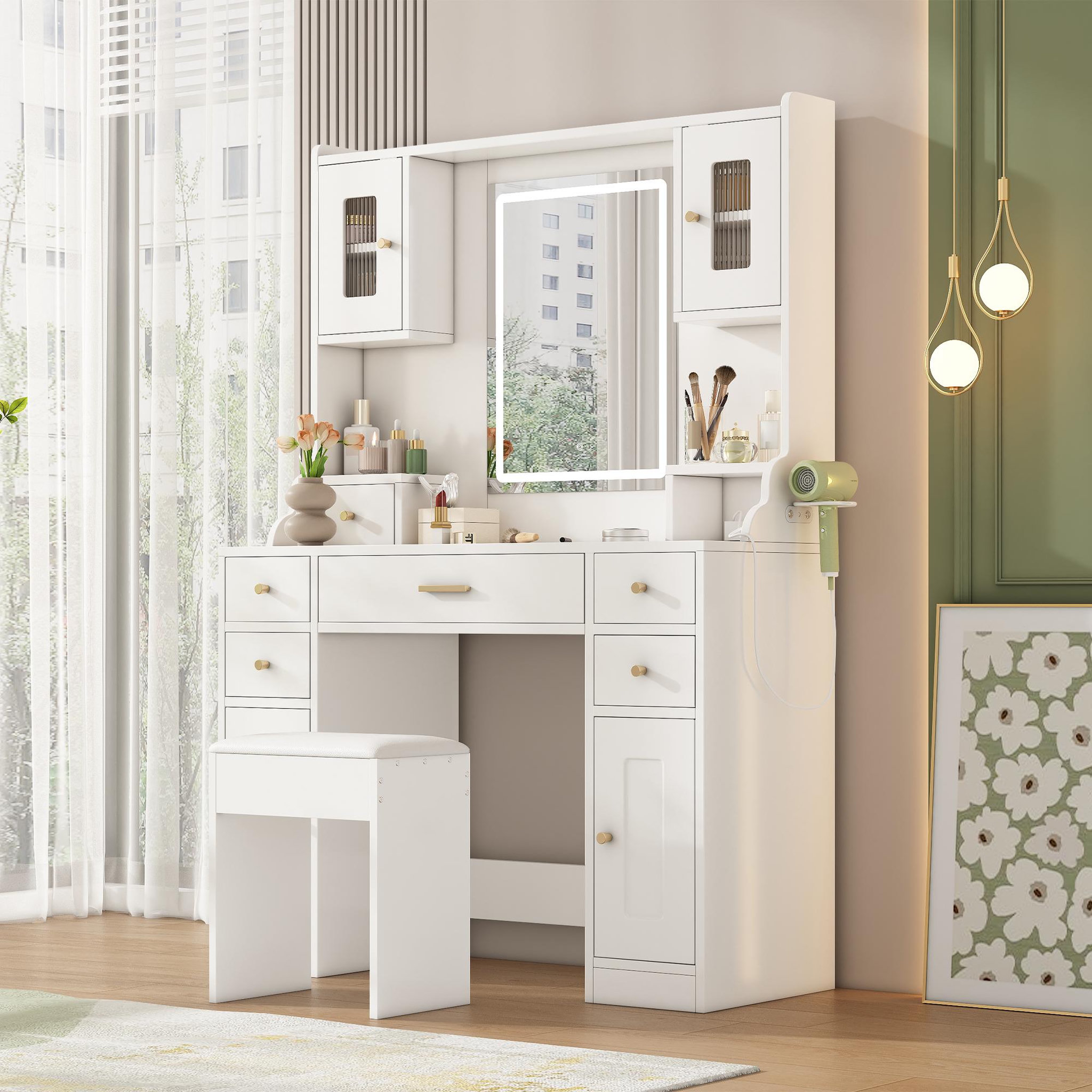 Voir la diapositive 4 : MERAX Coiffeuse coloris blanc mdf