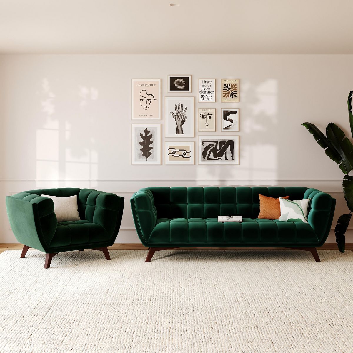 Rendez vous déco Fauteuil en velours vert foncé - Mona