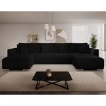 BEST MOBILIER Gabriel - canapé panoramique en u 7 places convertible avec coffre en tissu texturé. Coloris disponibles : Noir, Beige, Rouge, Bleu, Vert