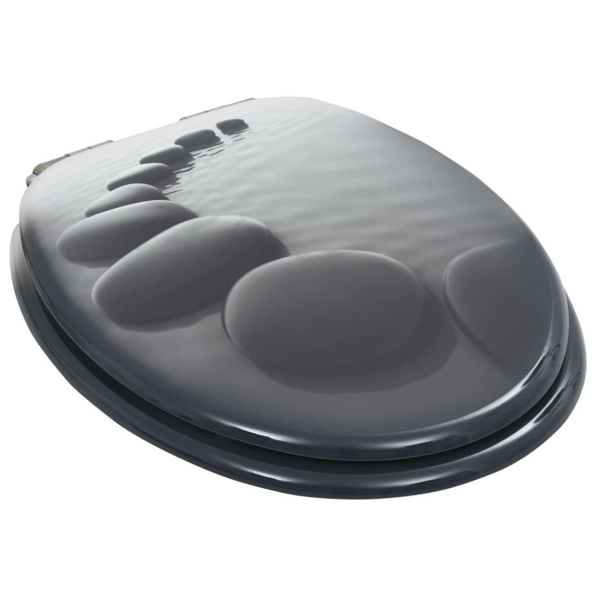 VIDAXL lot de 2 Sieges WC MDF couvercle a fermeture en douceur Pierres