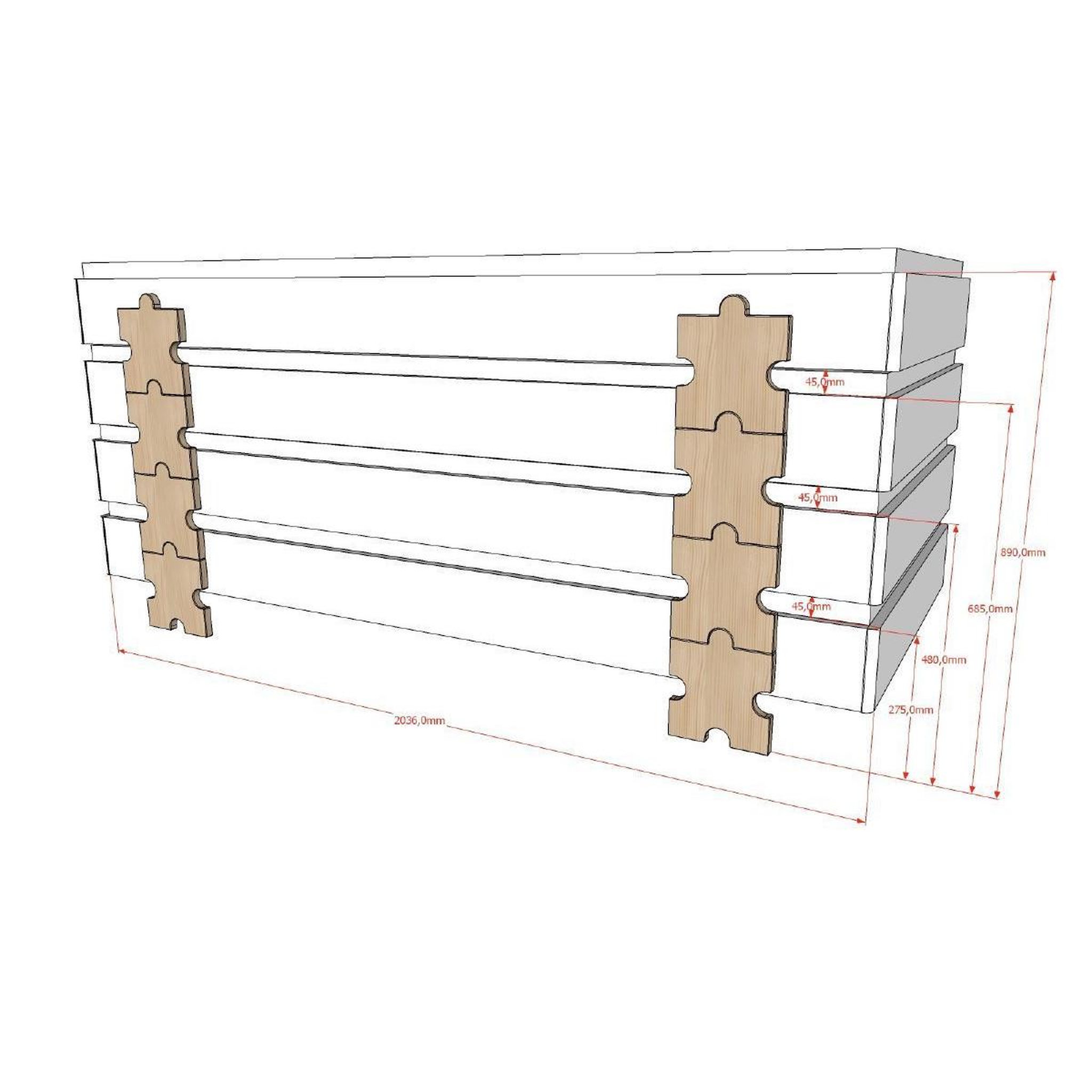 Voir la diapositive 5 : Paris Prix Lit enfant en bois  modulo puzzle iv  90x200cm gris